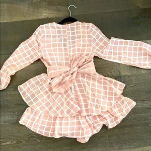 Goodnight Macaroon Blush Plaid Flutter Romper